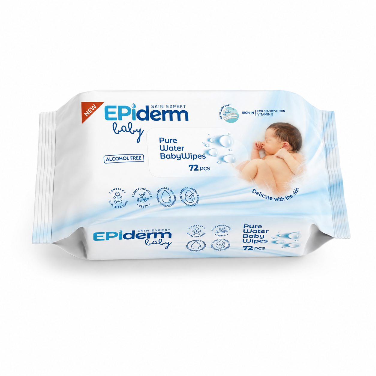 Servetele Umede, Epiderm Baby, 72 buc Pure Water
