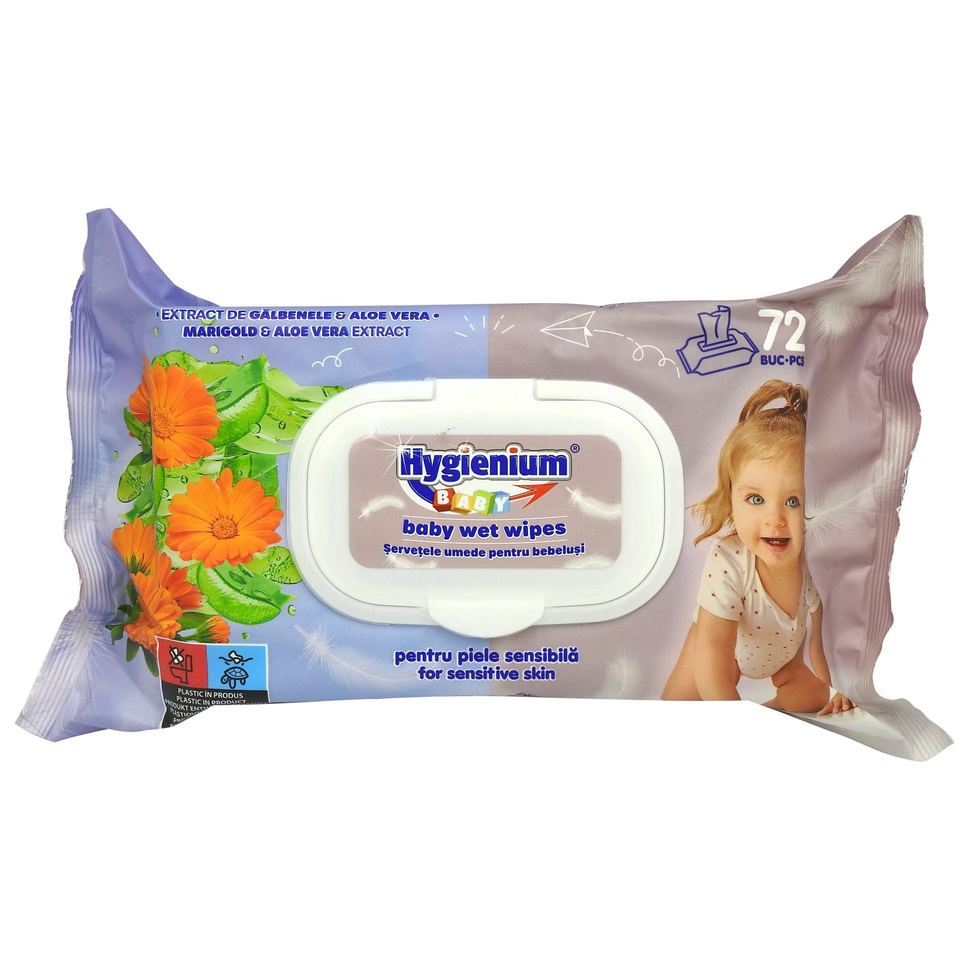 Servetele Umede, Hygienium, Baby 72 buc Galbenele si Aloe Vera