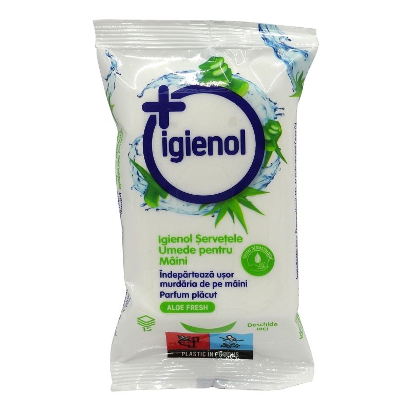 Servetele Umede, Igienol, Maini 15 buc Aloe