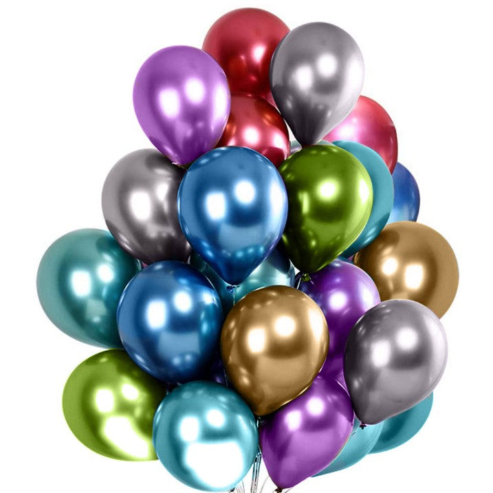 Set 10 Baloane din Latex Chrome, Model Party, 23 cm, Multicolor, 2.2 g