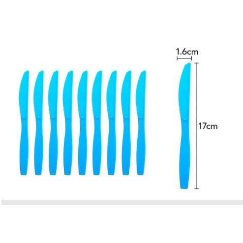 Set 10 Cutite de Unica folosinta, Plastic 17x1.6 cm, albastru