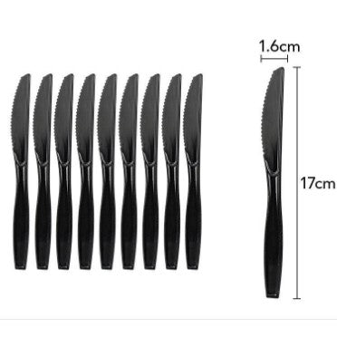 Set 10 Cutite de Unica Folosinta, Plastic, 17x1.6 cm, negru
