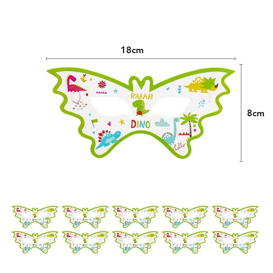 Set 10 Masti Decorative, Colectia Dino Park, 18 x 8 cm, din Carton, Multicolor