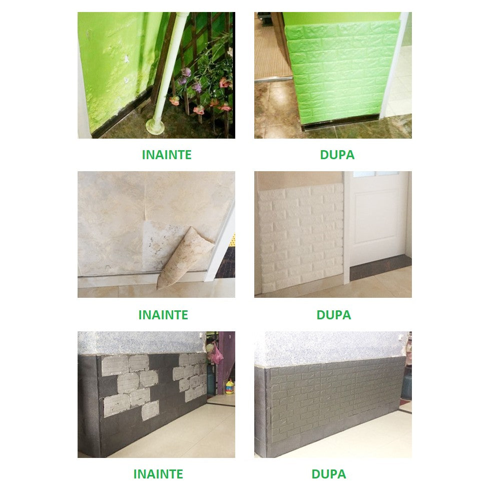 Set 10 Placi de Tapet, Autoadezive, 70 x 77 cm, Suprafata Acoperita 5.3 mp, din PVC, Model Stelute Curcubeu, Alb