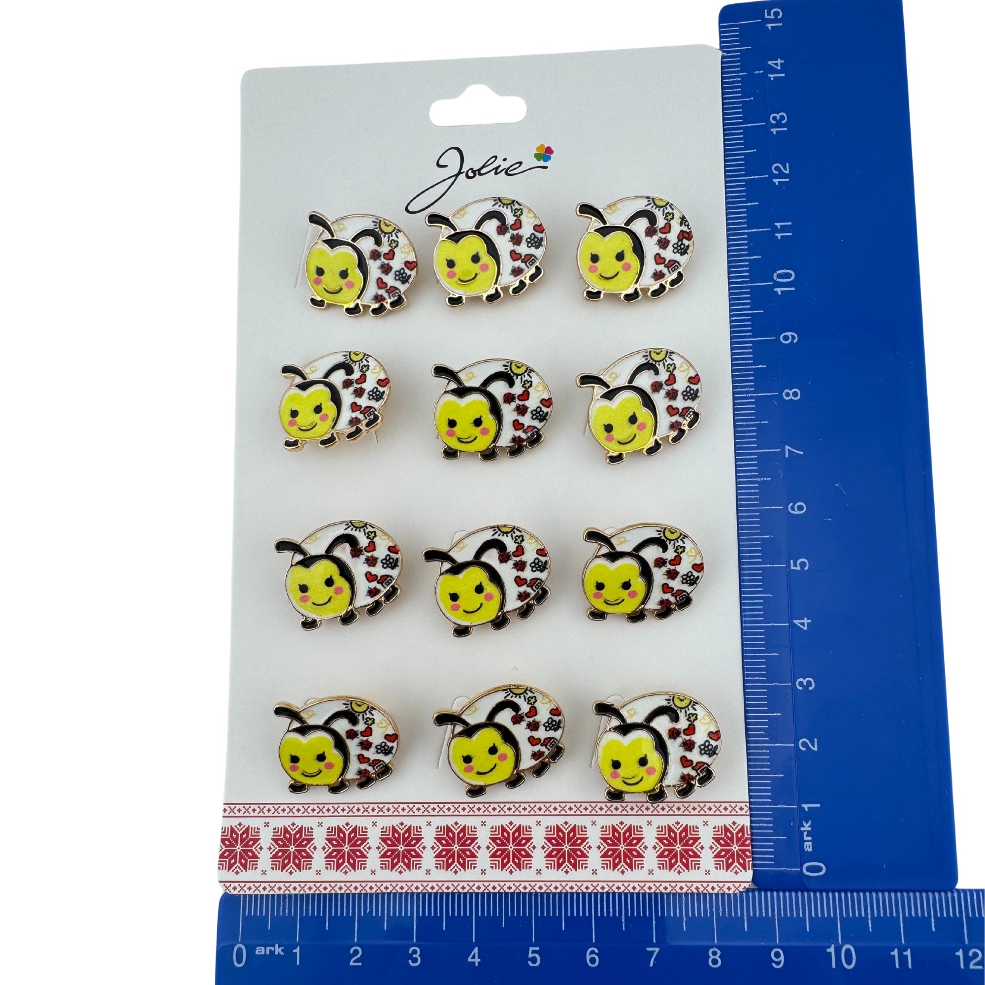 Set 12 Brose Martisor pentru Copii, Model Buburuza, Galbena