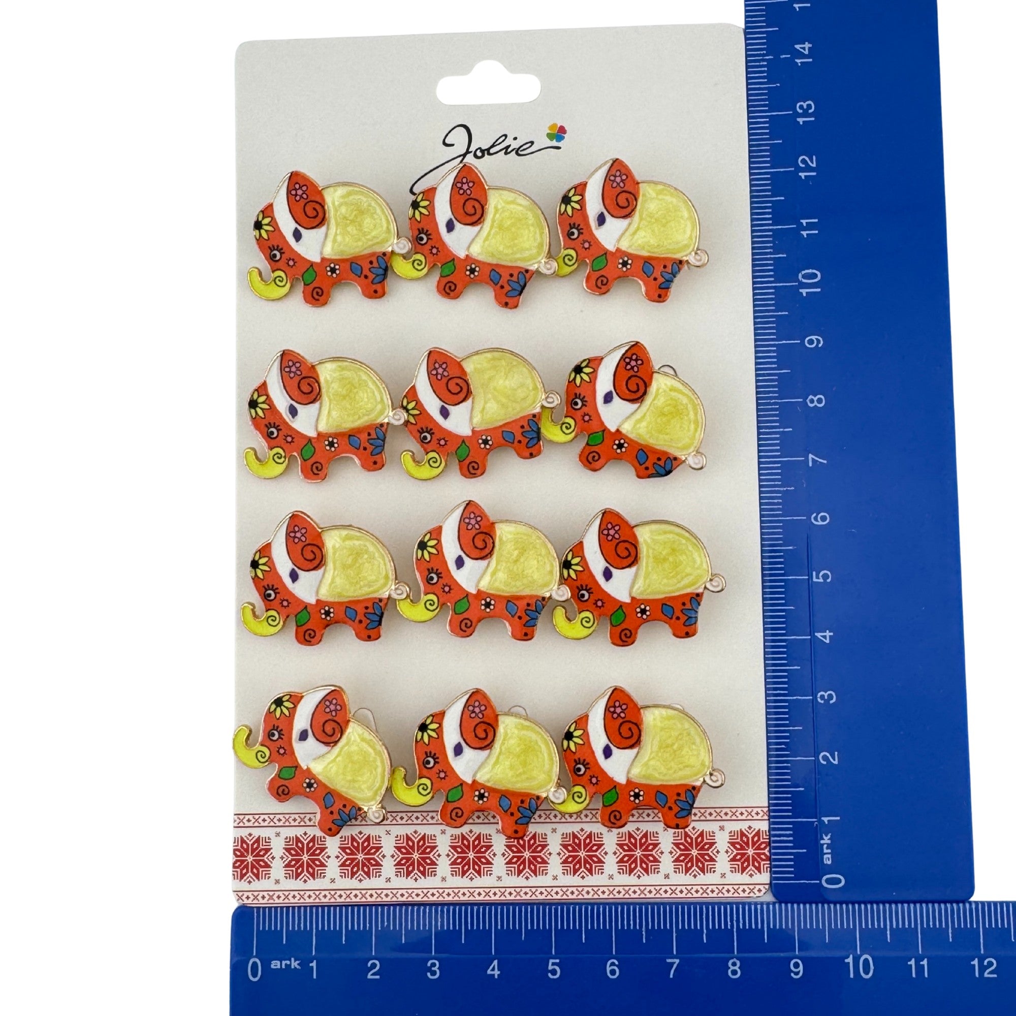 Set 12 Brose Martisor pentru Copii, Model Elefant cu Design, Multicolor