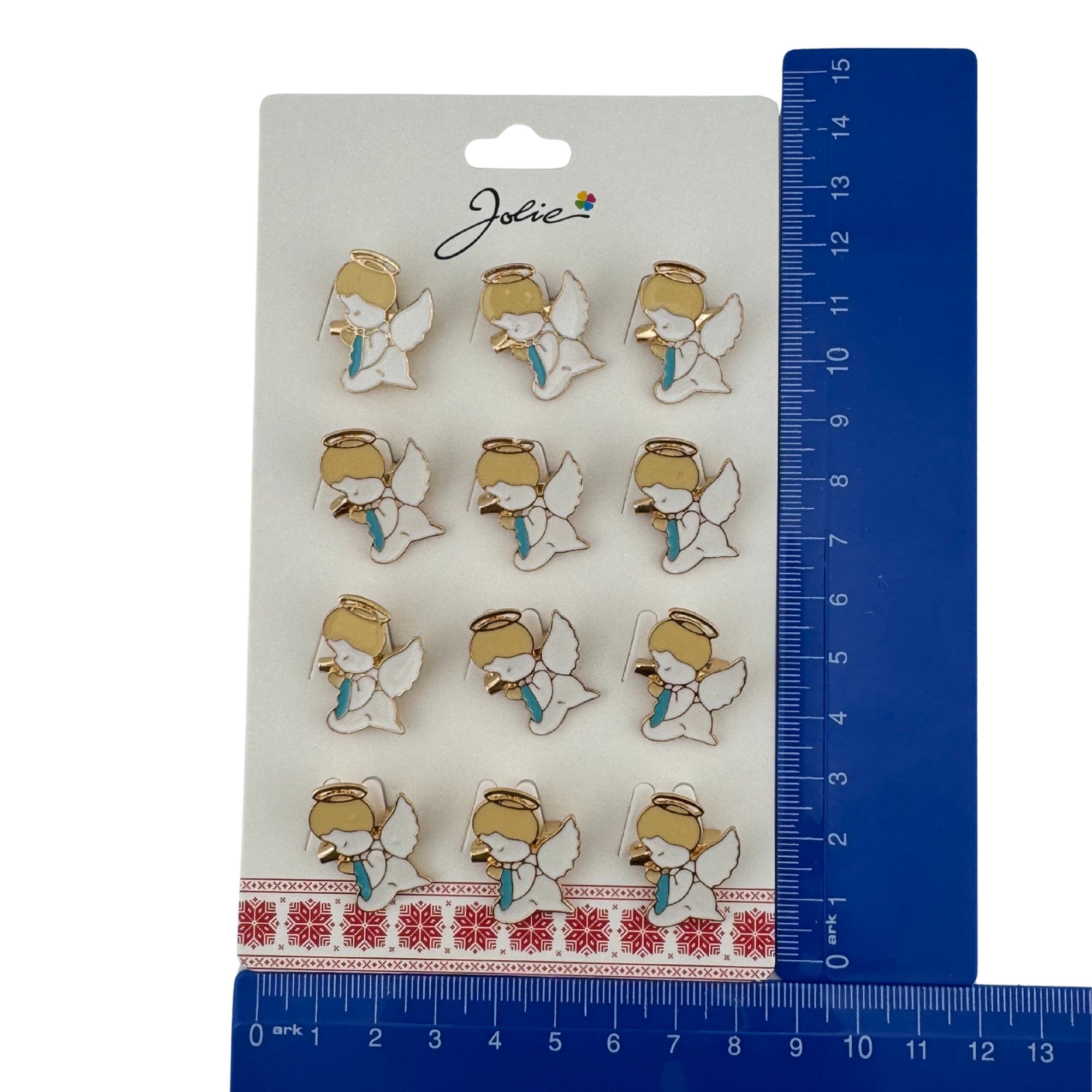 Set 12 Brose Martisor pentru Copii, Model Ingeras, Alb