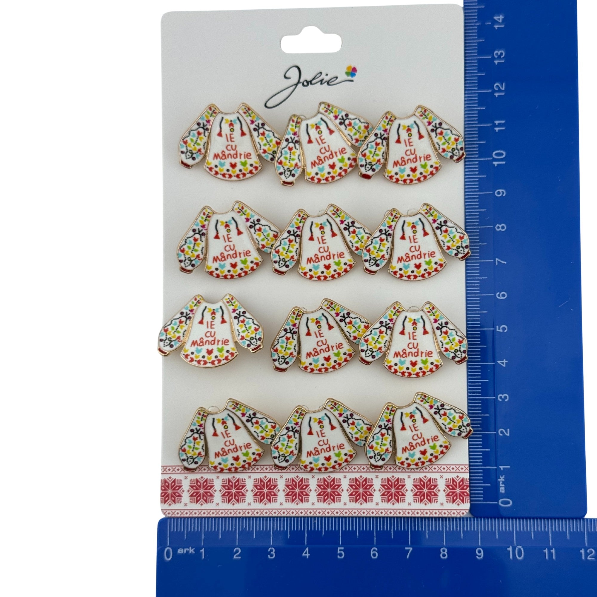 Set 12 Brose Martisor Primavara, Model Ie, Mesaj Ie cu Mandrie, Multicolor