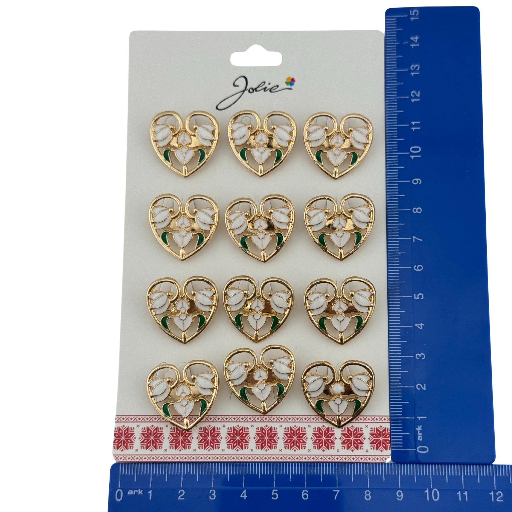 Set 12 Brose Martisor Primavara, Model Trei Ghiocei in Inima, Alb