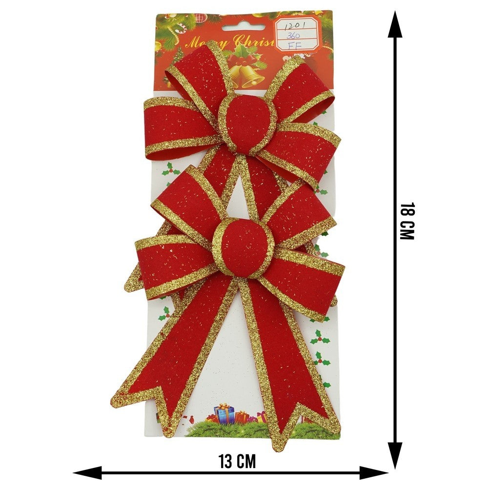 Set 2 fundite pentru brad, Rosii, cu margini aurii, 13 x 18 cm, PVC