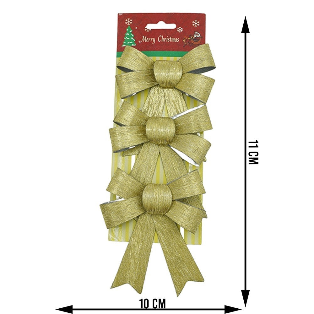 Set 3 fundite pentru brad, Aurii, 10 x 11 cm, din poliester