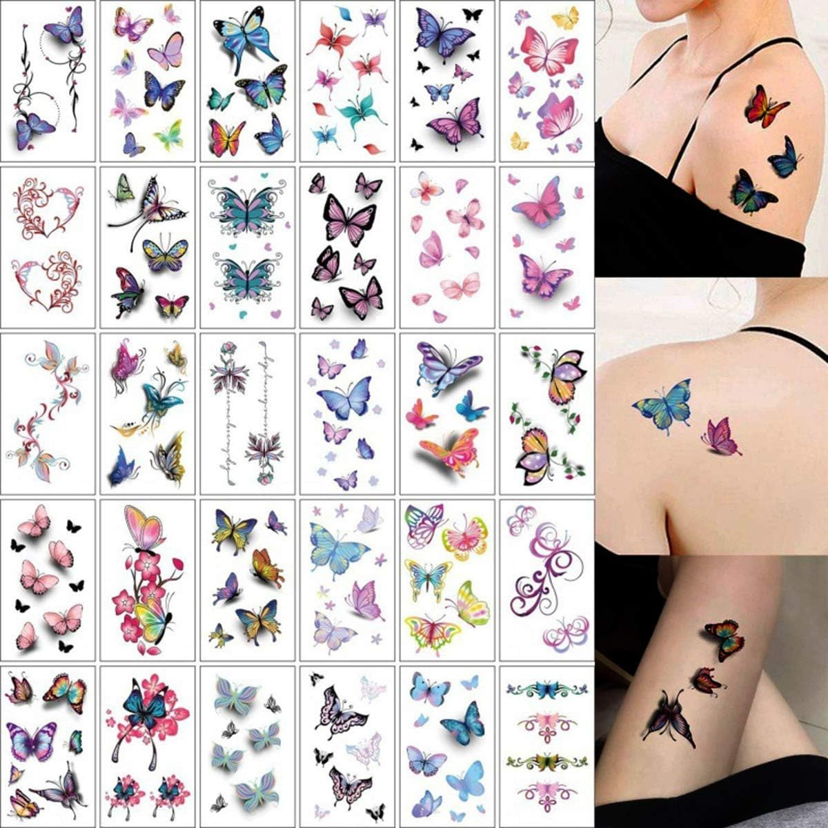 Set 30 Tatuaje Temporare, pe Baza de Apa, Model 2, Multicolor