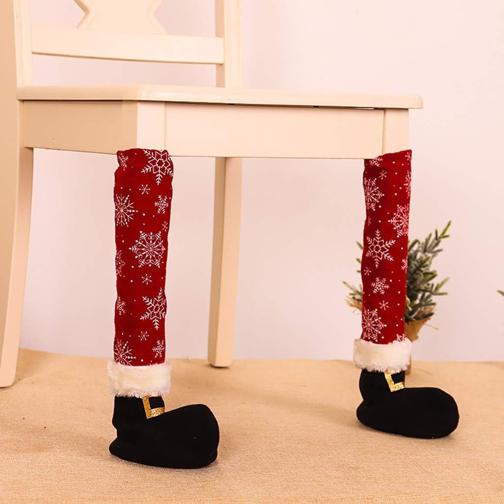 Set 4 decoratiuni tip soseta pentru scaune tematica Craciun, material textil/poliester, 15 x 43 cm, rosu