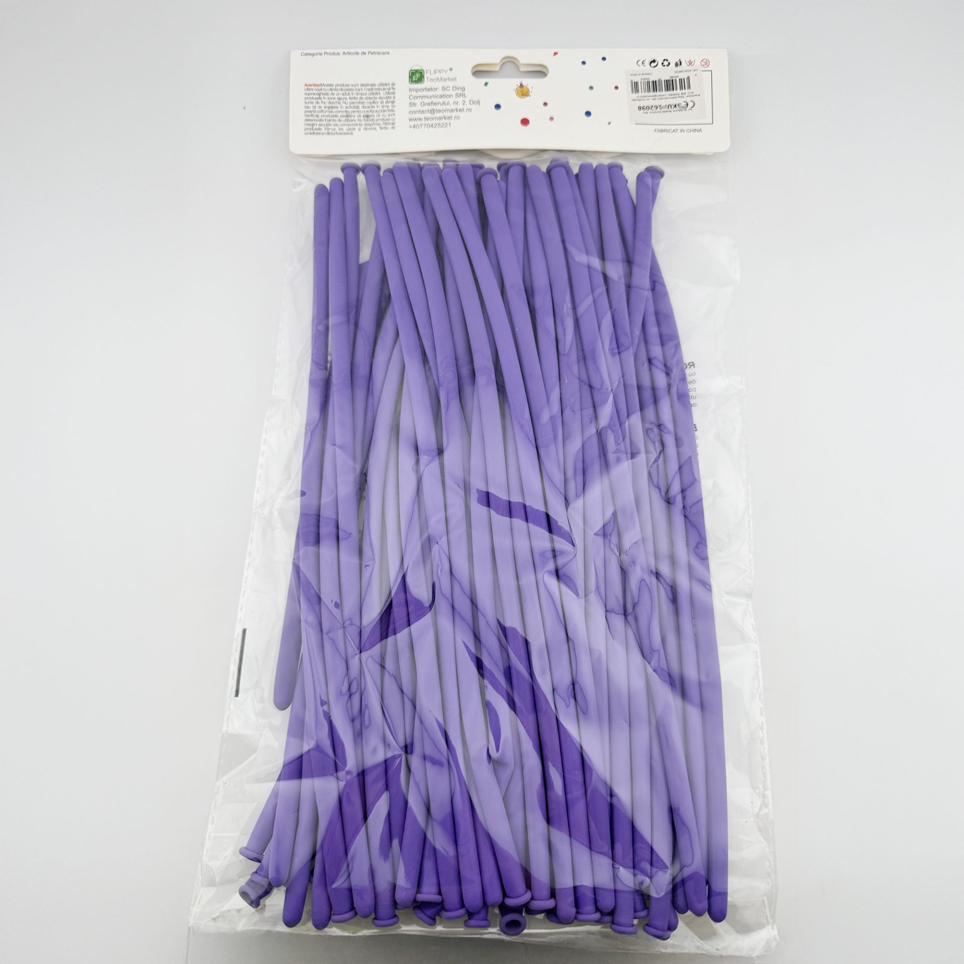 Baloane de Modelaj, Set 50 bucati, Model Standard, din Latex, 30 x 1.5 cm, 1.8 g per unitate, pana la 150 cm, Mov