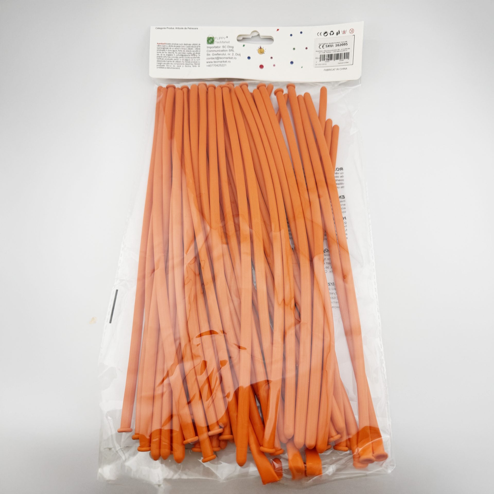 Baloane de Modelaj, Set 50 bucati, Model Standard, din Latex, 30 x 1.5 cm, 1.8 g per unitate, pana la 150 cm, Portocaliu