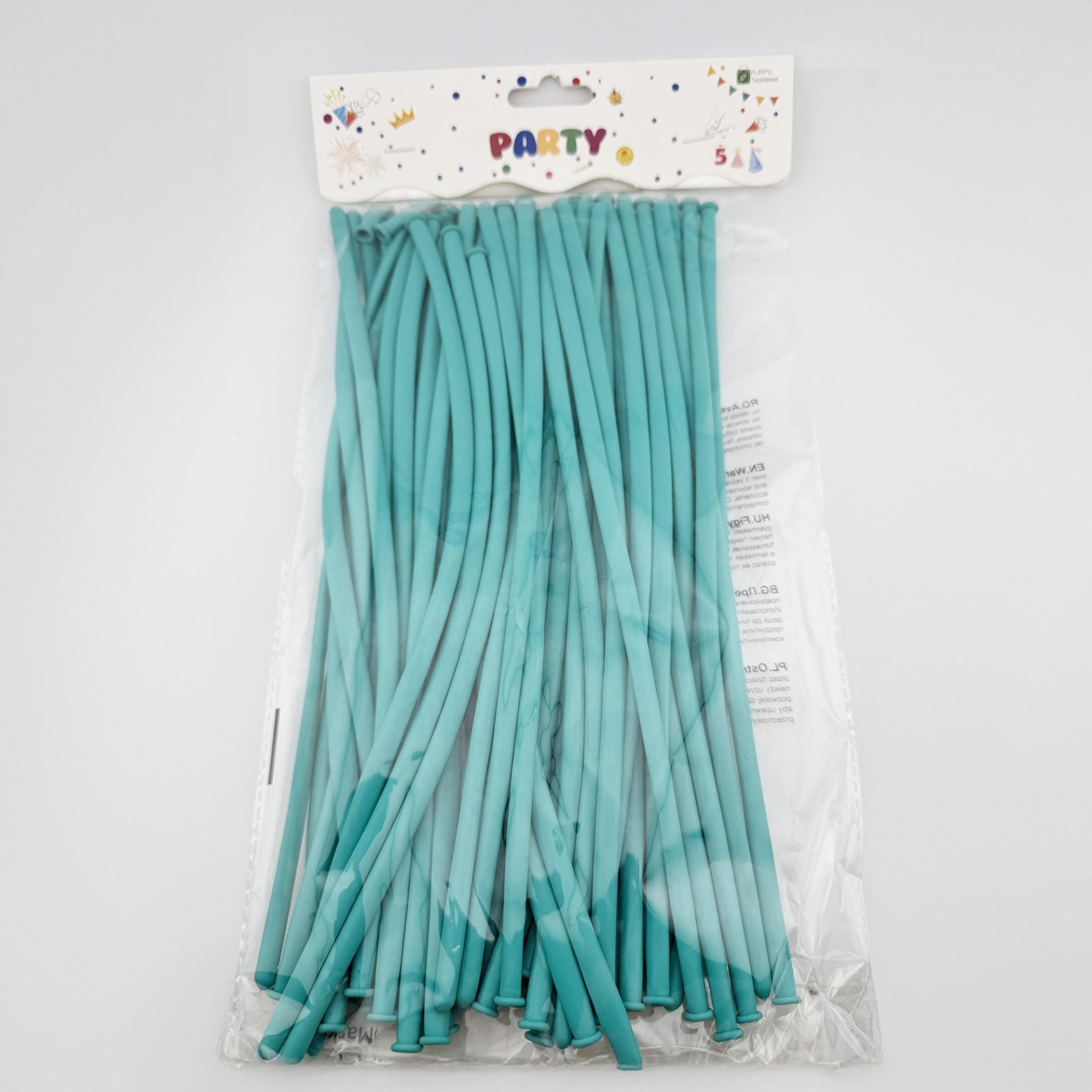 Baloane de Modelaj, Set 50 bucati, Model Standard, din Latex, 30 x 1.5 cm, 1.8 g per unitate, pana la 150 cm, Albastru Tiffany