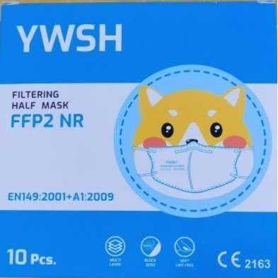 Set 50 bucati Masca de protectie faciala pentru copii, ®️, de unica folosinta, FFP2 CE 2163, 5 straturi, nesterila, ambalaj individual, Copii, Alb
