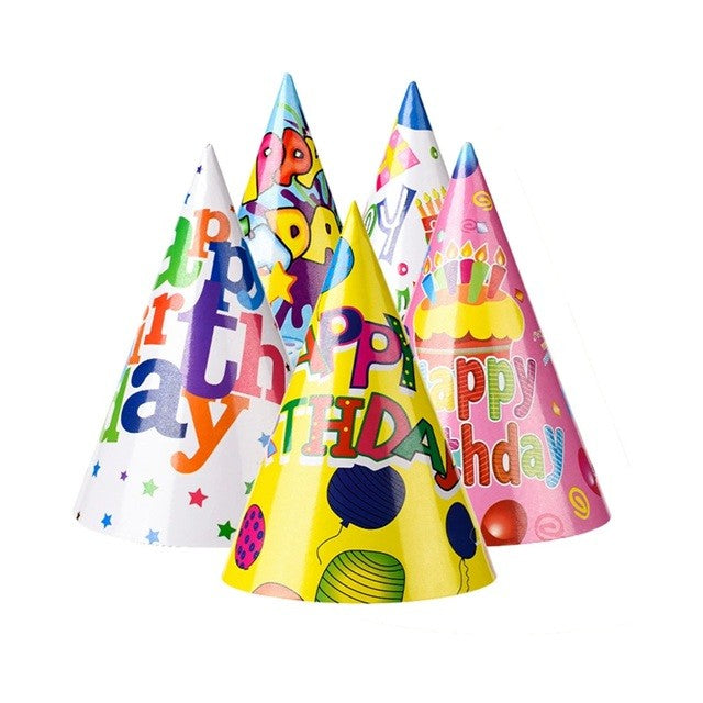 Set 6 Coifuri, Petrecere Copii, din Carton, 20 x 13.5 cm, Model 6 Happy Birthday, Multicolor