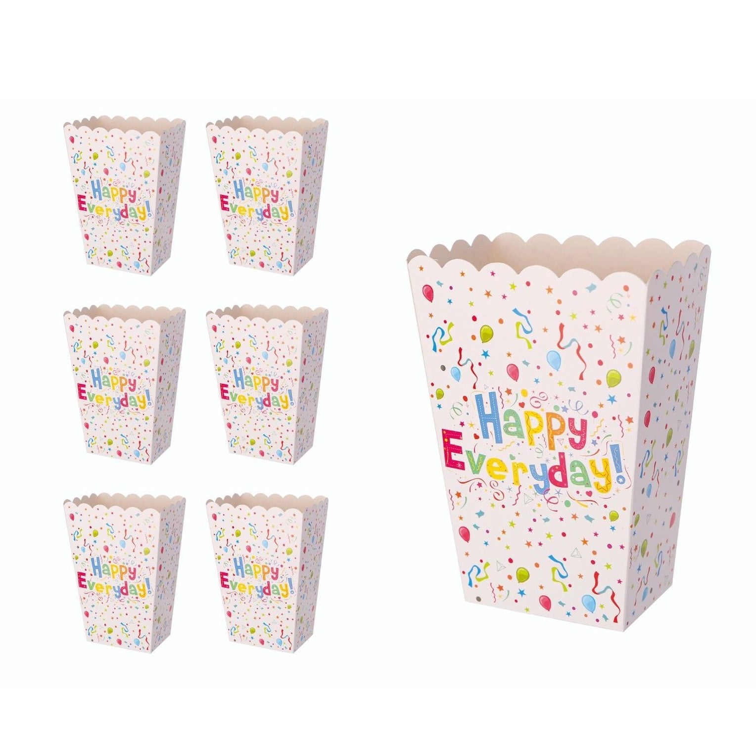 Set 6 Cutii de PopCorn, Model Happy Everyday, 17 x 15 cm, Multicolor
