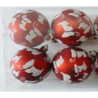 Set 6 globulete rosu cu alb - mat - 7cm