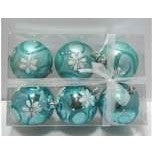 Set 6 globulete turcoaz pictate - shiny, mat - 8cm