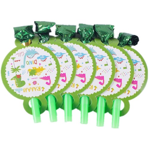 Set 6 Suflatori, Colectia Dino Park, 12 x 7 cm, din Carton/Plastic/Hartie, Multicolor