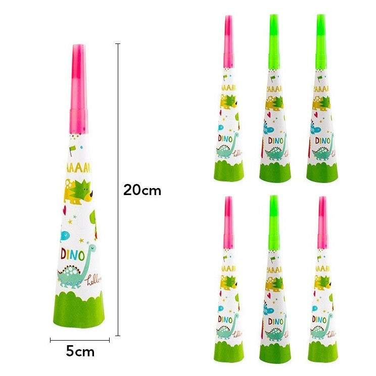 Set 6 Suflatori, Colectia Dino Park, 20 x 5 cm, din Carton, Multicolor