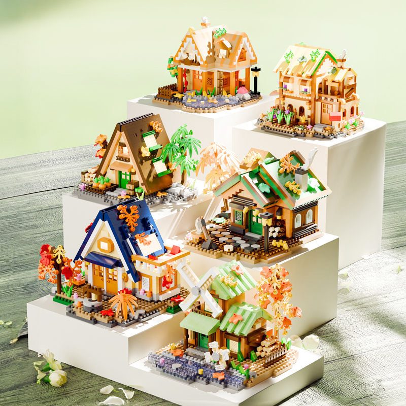 Set constructie, Forest Log Cabin, din ABS, Model Casuta din Gradina, 834 piese, 12.2x10.2x9.6 cm, Multicolor