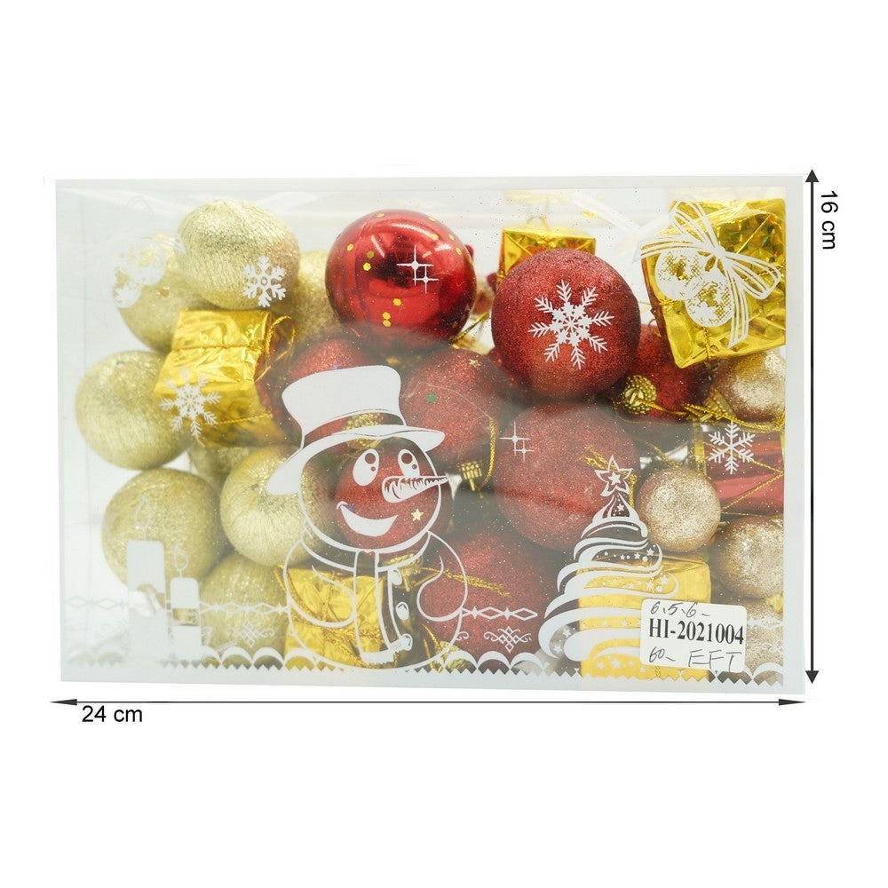Set de 45 ornamente de brad, Flippy, de tip Glob, , din polistiren, cu finisaj sclipitor , cutie 8 cm adancime x 24 cm lungime x 16 cm inaltime