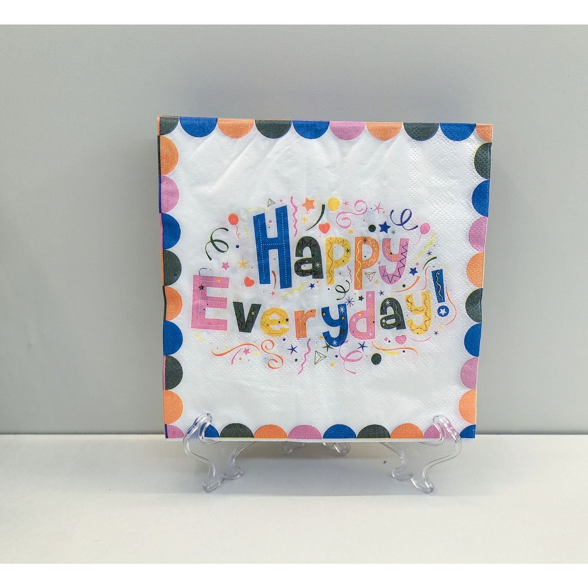 Set 20 Servetele de Masa, din Hartie, 33 x 33 cm, Model Happy Everyday, Multicolor
