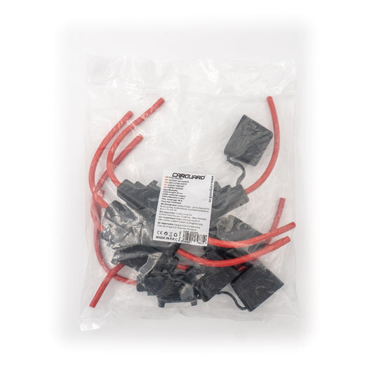 Set suport siguranță auto etanșe Carguard - 5 buc - – cablu 30 cm cupru – max 40A