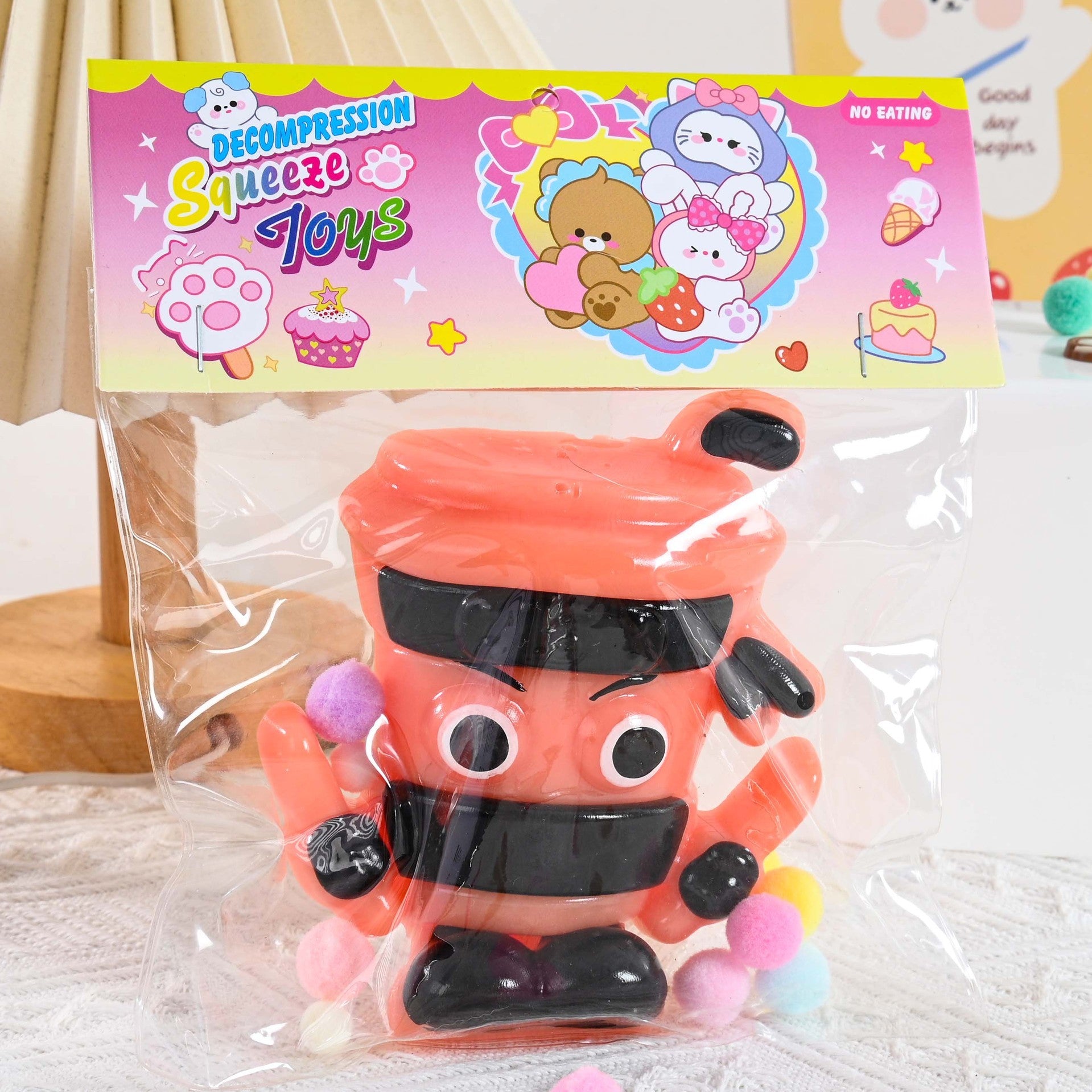 Jucarie Antistres Squishy, Model Cappuccino Assassino, cu Revenire Lenta, din TPR, 12 x 11 x 3 cm, Multicolor