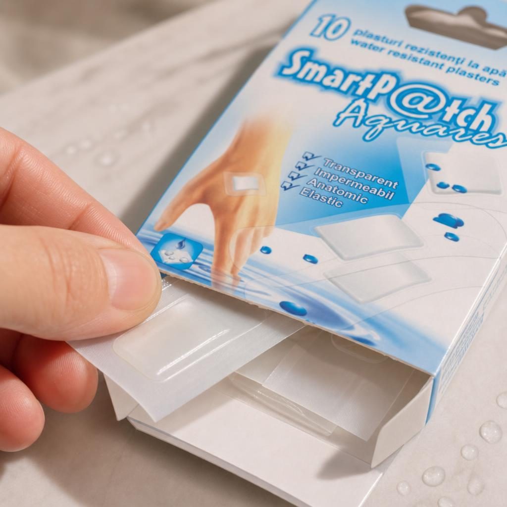 Plasturi rezistenti la Apa si impermeabili, Smartpatch, Plasturi Aquaresist, 10 buc, Invisibil