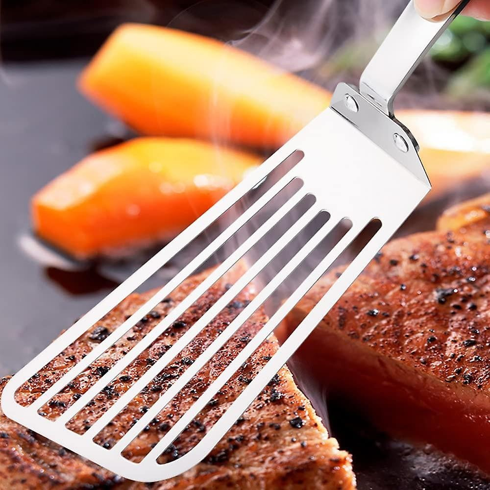 Spatula flexibila Fish Turner, din otel, durabila, cu margini subtiri pentru taiere, pentru carne, oua, peste, multifunctionala, argintiu