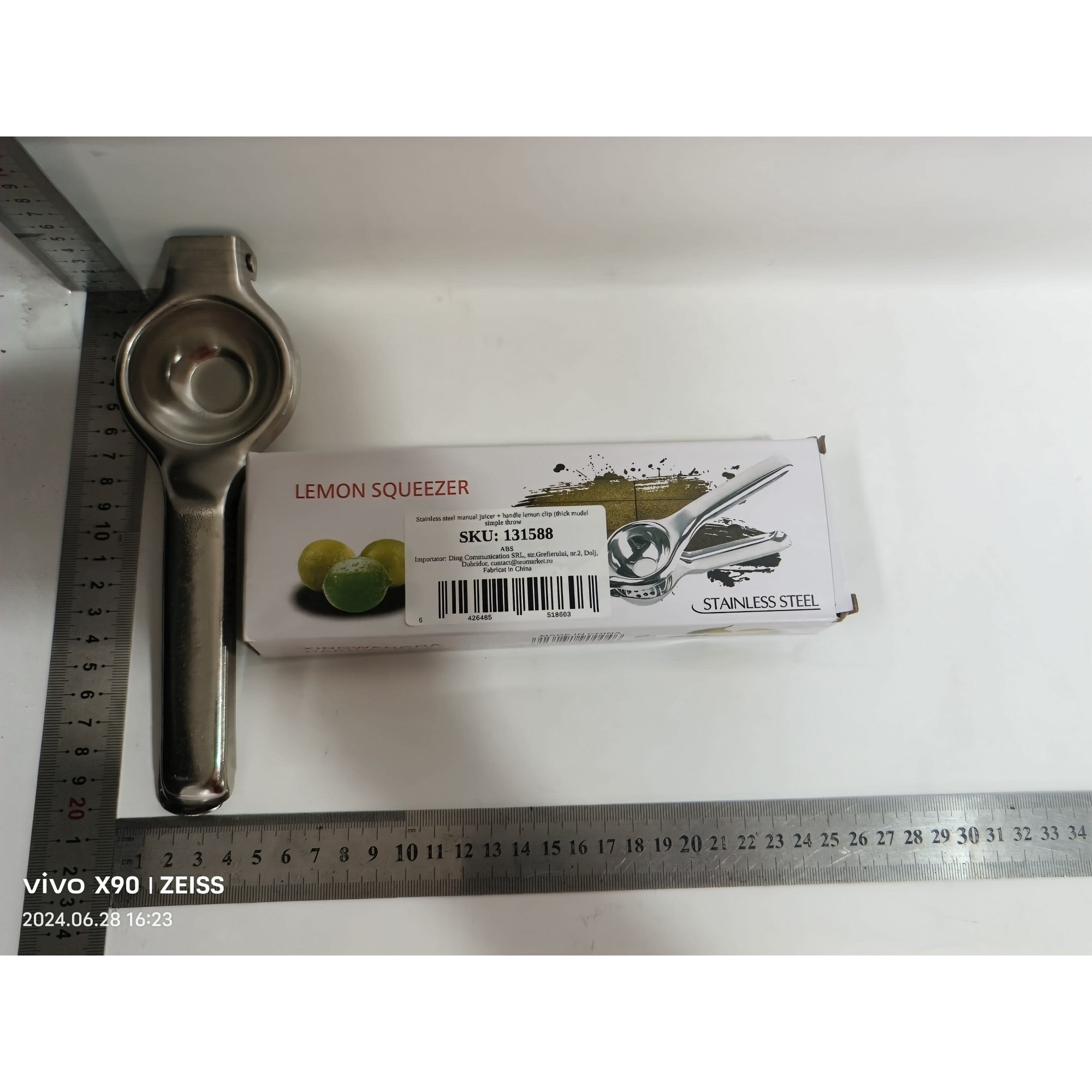 Storcator de Citrice Manual, Storcator de Fructe Moi, Rezistent, Usor de Folosit si Depozitat, Durabil, Calitativ, 20.5 x 7cm, Inox, Argintiu