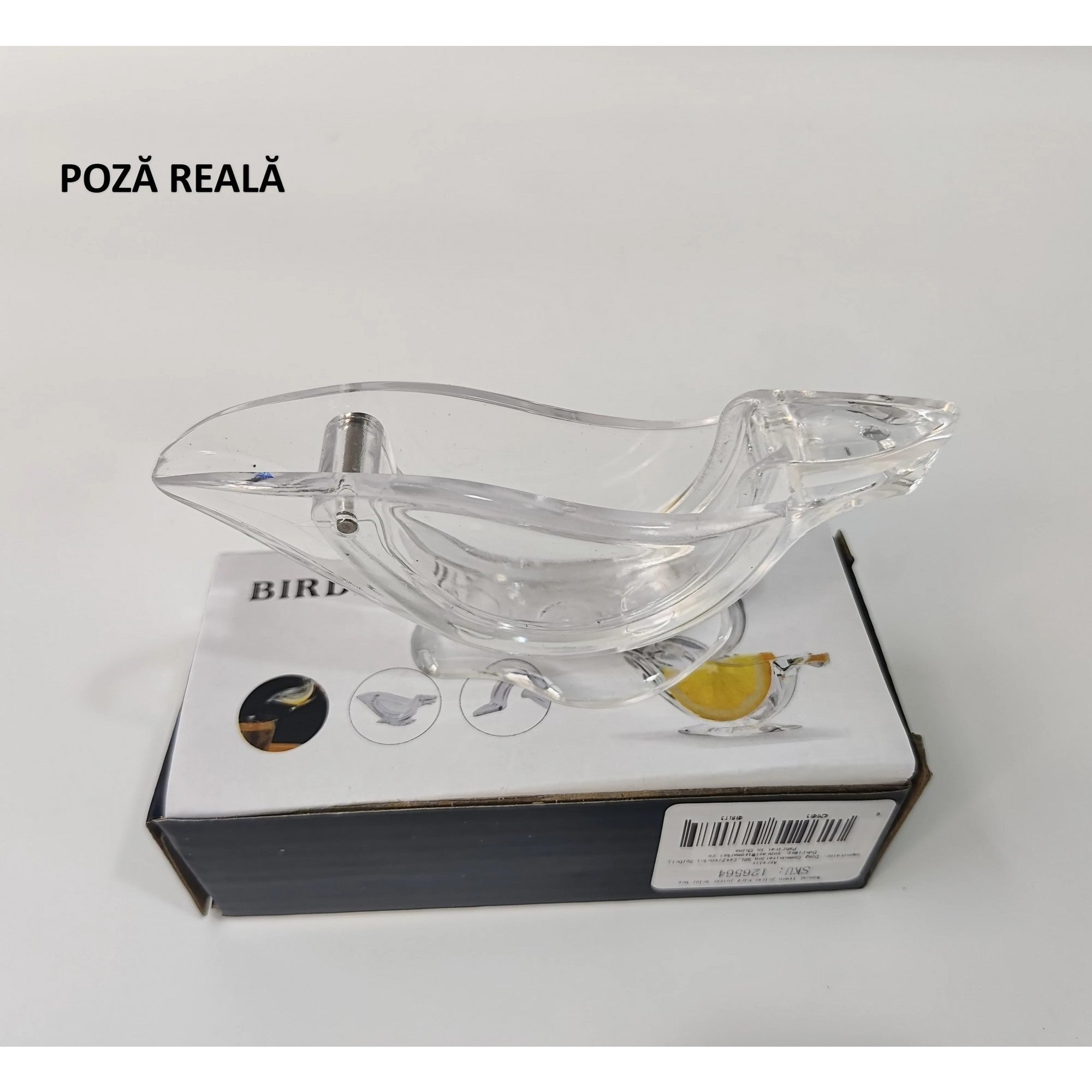 Storcator de Citrice Manual, Rezistente, Usor de Folosit si Depozitat, Durabil, Calitativ, 12x5cm, Model Pasare, Transparent