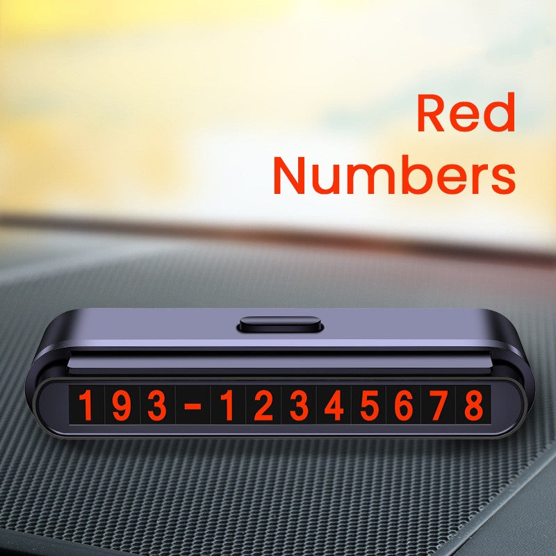 Suport Numar de Telefon pentru Parcare Auto, Suport pentru Numarul de telefon, Banda glisanta pentru Ascundere, Banda Adeziva Inclusa, 120 x 48 x 24 mm, Cifre Rosii, Negru