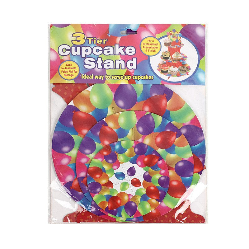 Suport Prajituri, 3 Etaje, Design de Petrecere, pentru Prajituri, Candy Bar, din Carton, Rosu/Multicolor