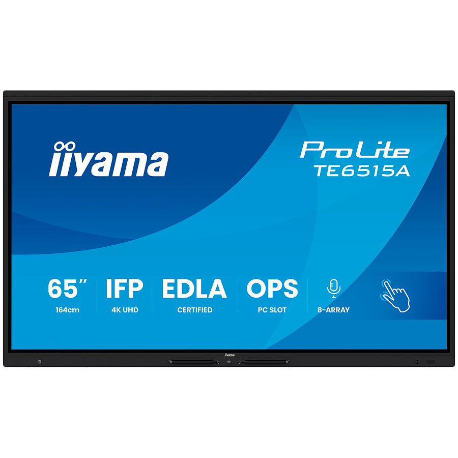 Iiyama ProLite TE6515A-B1AG - 65" Diagonal Class LED-backlit LCD display interactive digital signage with touchscreen/8-microphone array/optional slot-in PC capability 4K UHD (2160p) 3840 x 2160 black (bezel) matte "TE6515A-B1AG"