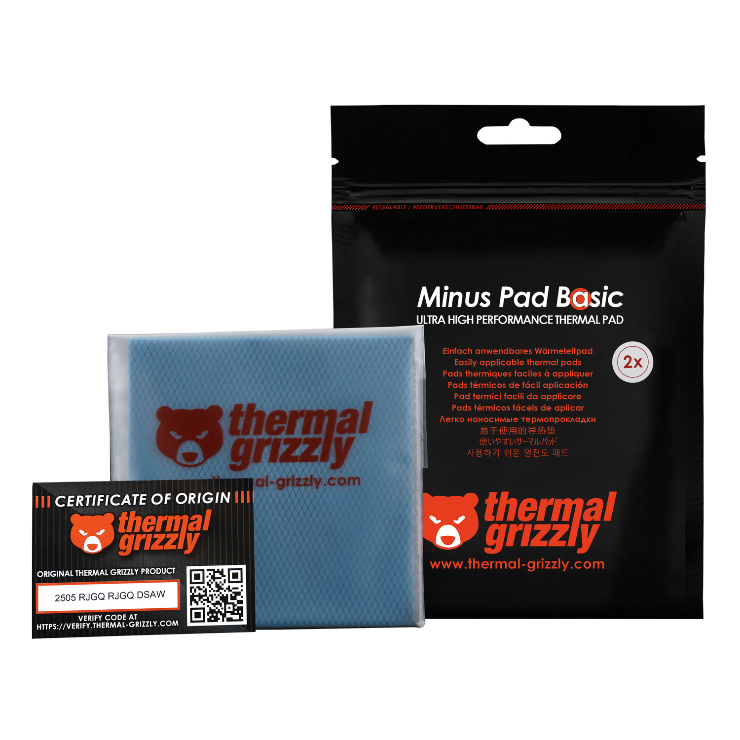Pad termoconductor Thermal Grizzly Minus Pad Basic, 100x100x2.0 mm, 2 buc "TG-MP-B-100-100-20-2"