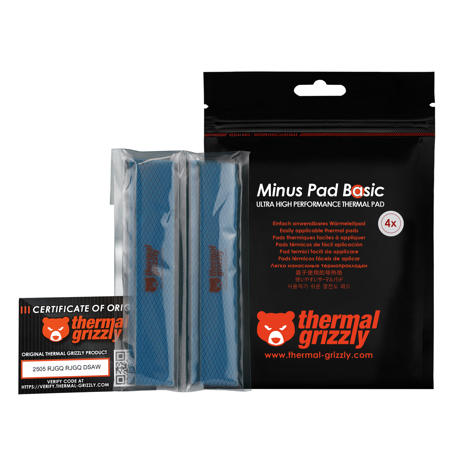 Pad termoconductor Thermal Grizzly Minus Pad Basic, 120x20x2.0 mm, 4 buc. "TG-MP-B-120-20-20-4"