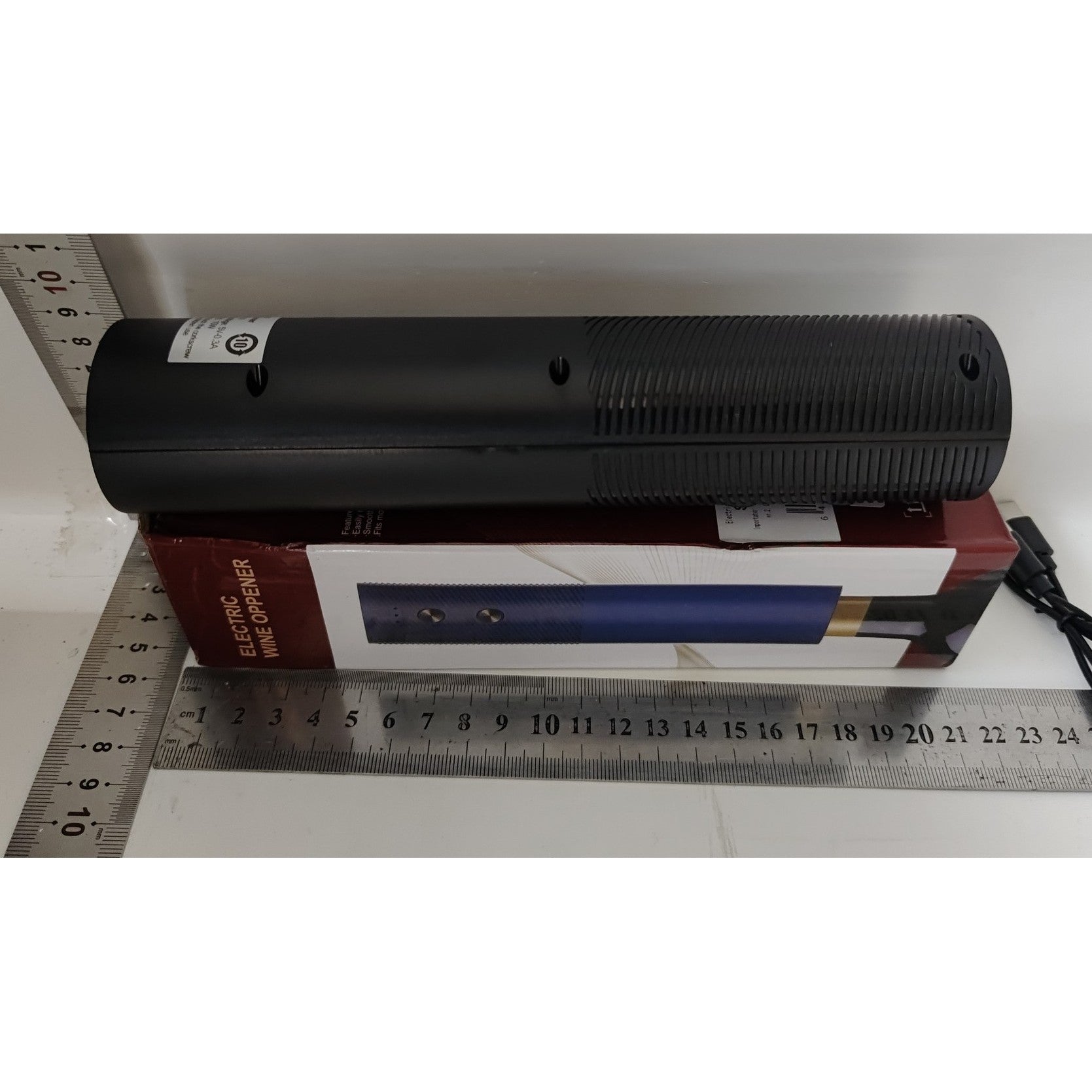 Tirbuson Electric, Deschizator Sticle de Vin, Incarcare USB, 20 x 4.6 cm, Negru
