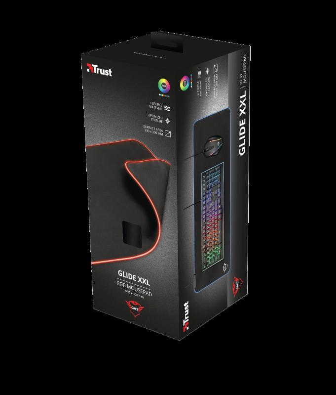 Mouse PAD TRUST, "GXT 764 GlideFlex", gaming , cu led, cauciuc si material textil, 930 x 300 x 3 mm, negru, "TR-23395"