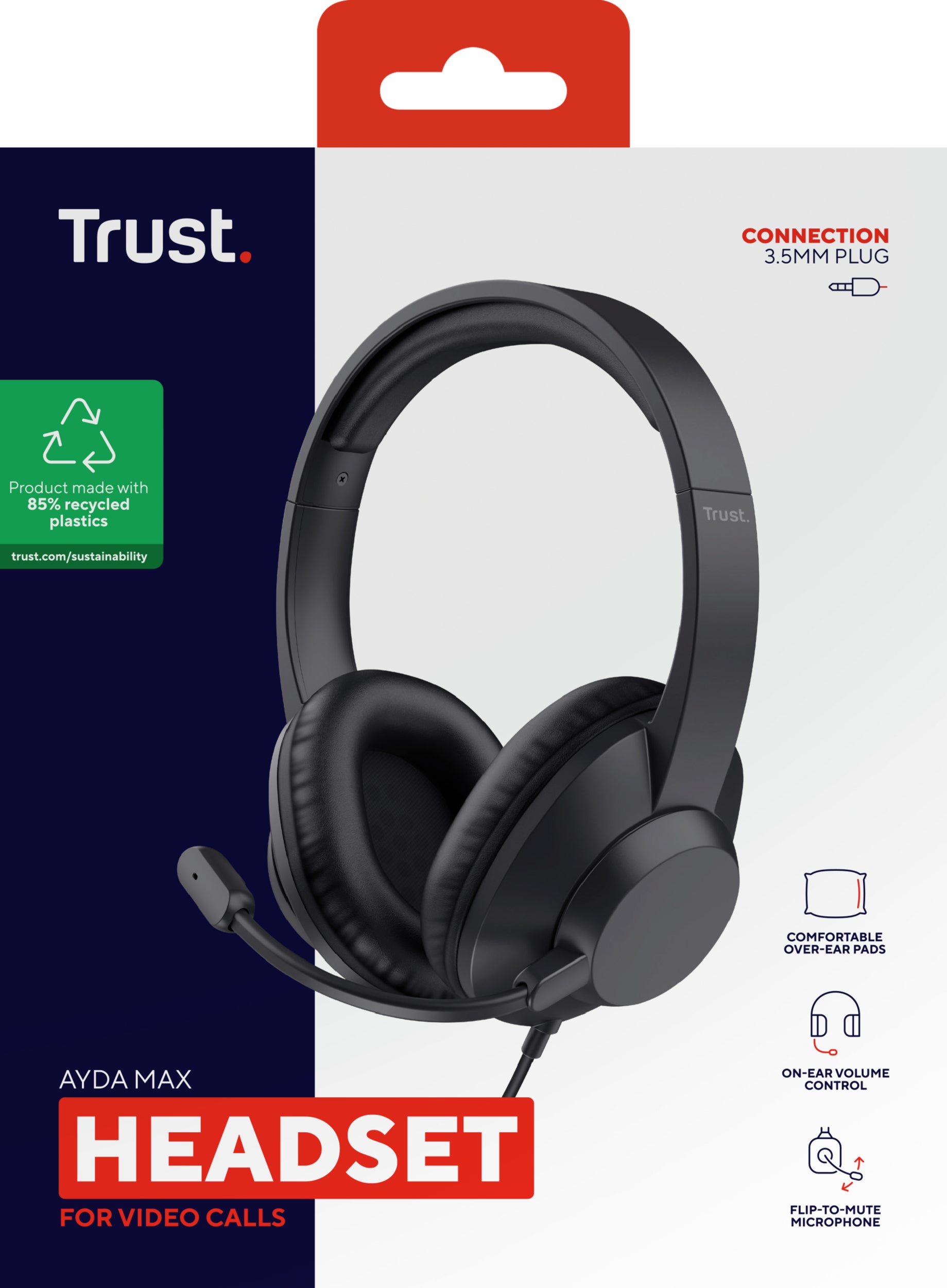 Casti cu fir Trust Ayda Max 3.5mm, negru "TR-25460"