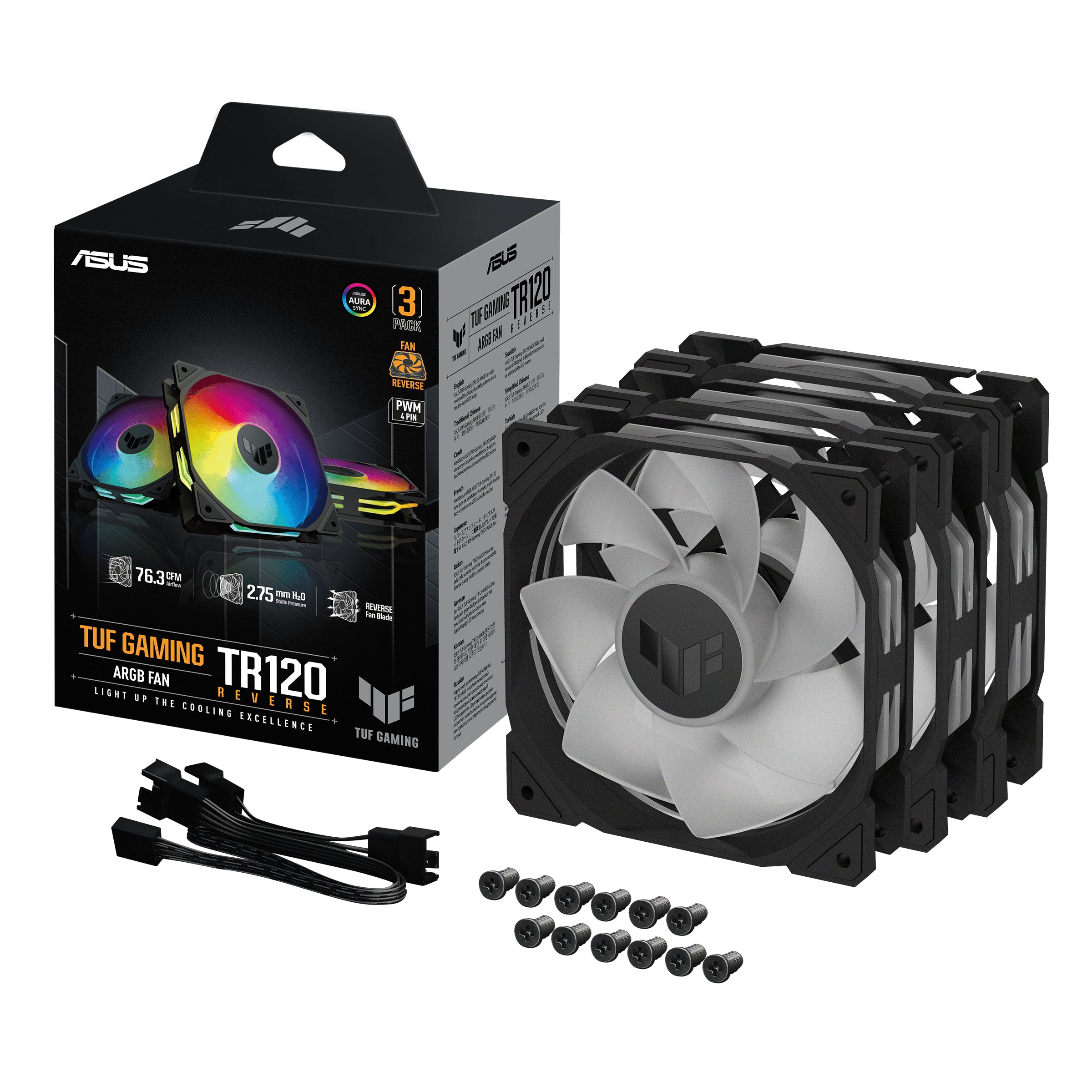 Fan Asus TUF Gaming TR120 ARGB BLACK REV "TR120-1R/BK/REV/3 IN 1"