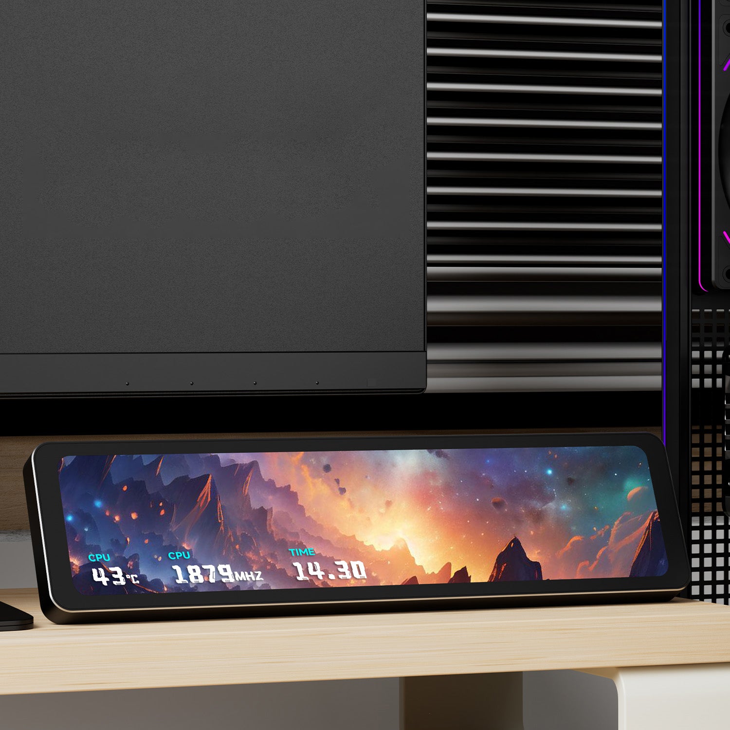 Afisaj digital Thermalright "Trofeo Vision LCD Black", ecran LCD secundar pentru carcasa PC, IPS 6.86", rezolutie 1280x480, USB Type-C, suport magnetic, compatibil software TRCC, negru, 187.2x72.1x21mm, "Trofeo Vision LCD Black"