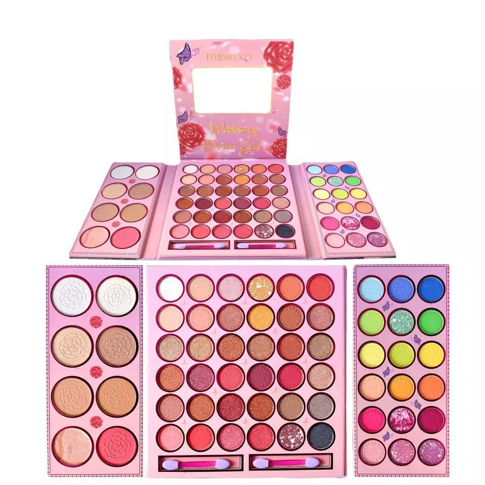 Trusa de machiaj, paleta de farduri Kevin&Coco cu 62 de culori pigmentate si sidefate