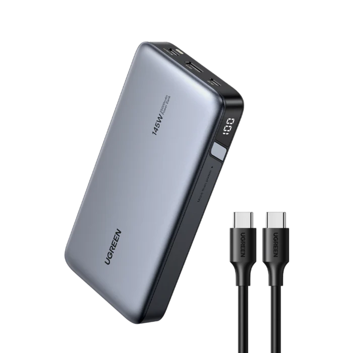 POWER BANK Ugreen "PB205", 25000mAh, PD 3.0 + QC 3.0 145W, 1 x USB; 2 x USB Type-C, digital display pt. status baterie, total 3A, gri, "90597A" - 6941876213528
