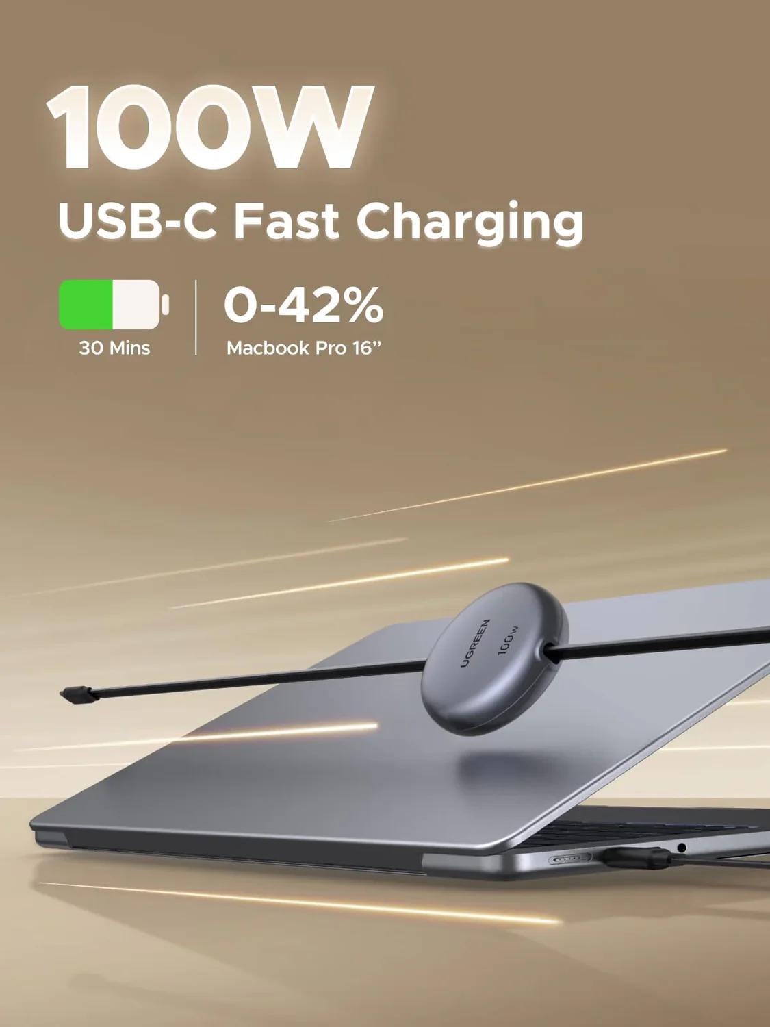 CABLU alimentare si date Ugreen, "L531", Fast Charging Data Cable pt. smartphone, USB Type-C la USB Type-C 100W, retractabil 1m, gri "65905"