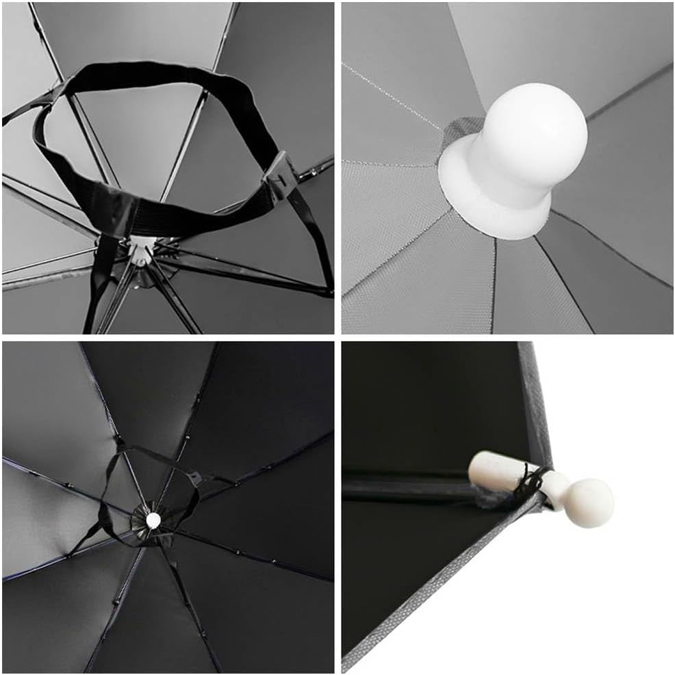 Umbrela de Cap, Diametru 69 cm, Banda Elastica de Cap, Protectie UV/Ploaie, Albastru Deschis